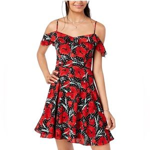 B DARLIN Juniors' Cold-Shoulder Fit & Flare Dress Size Small